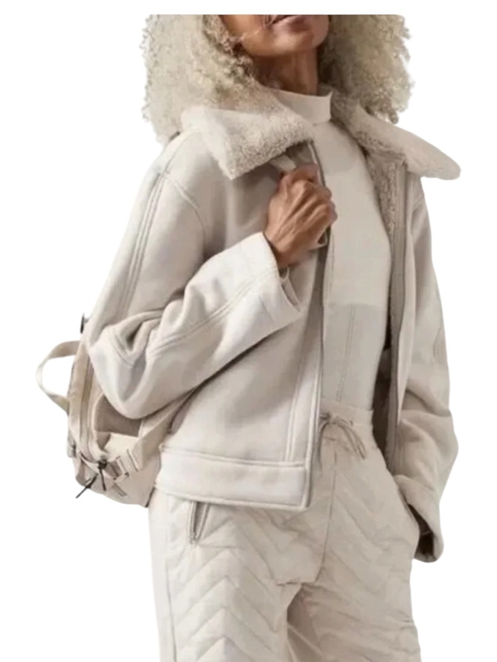 Athleta Westbound Sherpa Fleece Jacket Full Zip Size M